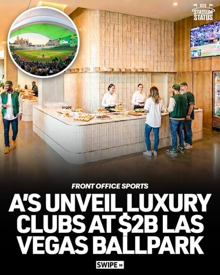 Instagram post by @frontofficesports: The A’s unveiled plans for the Athletic Club and Diamond Club at their $2B Las Vegas…