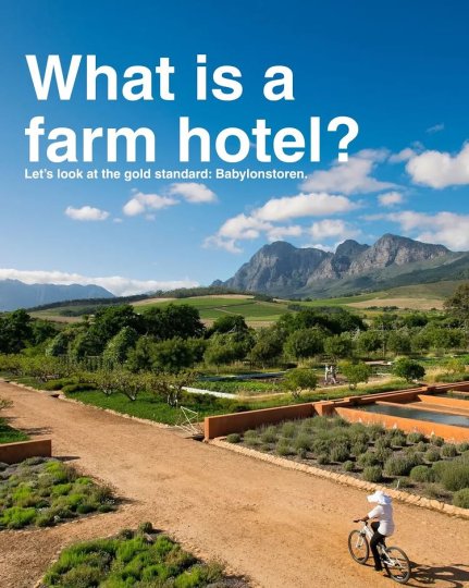 Instagram post by @samtravels: Farm hotels are small universes where agriculture shapes how we eat, rest, & spend our…