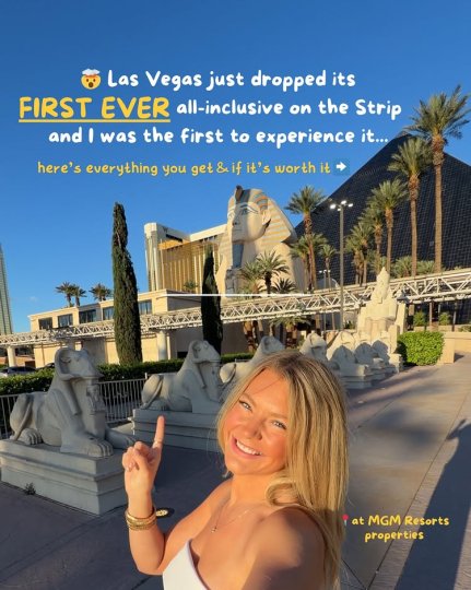 Instagram post by @shelbyreickstravels: Las Vegas just dropped its first ever all-inclusive package on the Strip and I was one of…