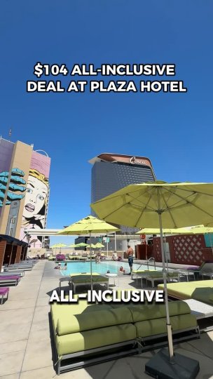 Instagram post by @vegas: This is your sign to try an All‑Inclusive moment in downtown Vegas! 🔥🌃 📍@PlazaLasVegas