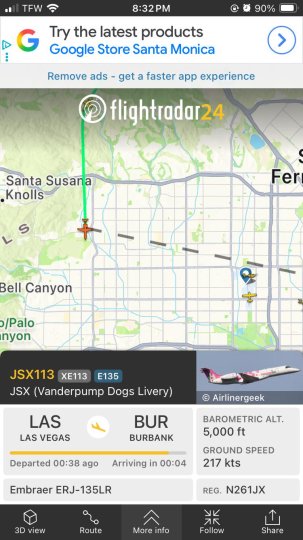Reddit post in r/RHOBH: Just saw this on the flightradar24 app