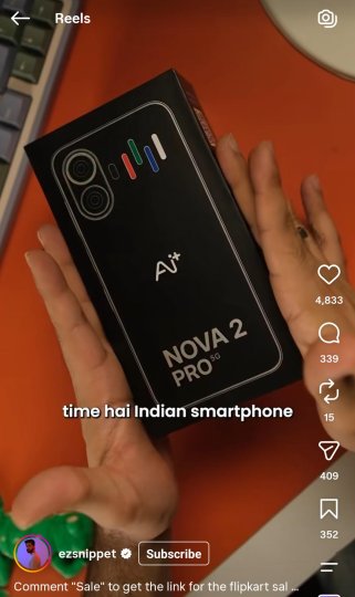 Reddit post in r/IndiaTech: Ezsnippet doing PR for AI+ proves he will endorse literally anything if the check is big…