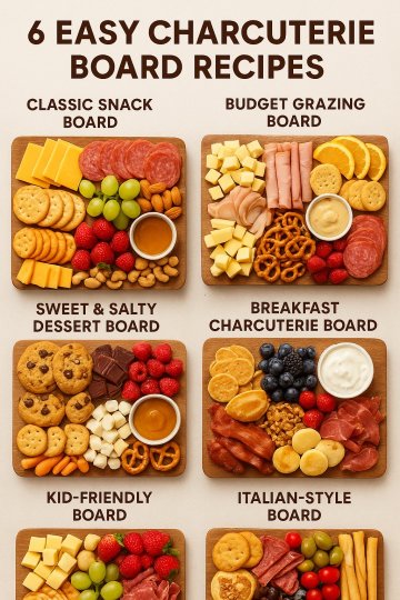 TikTok post by @food_honestly: These six easy charcuterie boards are designed for anyone who wants a fast, beautiful,…