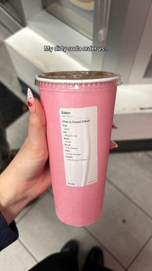 TikTok post by @edennmacdonald: The author shares a side-by-side comparison of two 'dirty soda' orders from Crumbl. The…