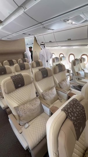 TikTok post by @aviao360: Emirates New Airbus A350 - Premium Economy & Economy Class Tour! ✈️✨ A look inside the…