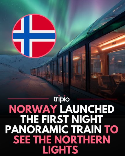 TikTok post by @tripioapp: Norway has introduced a groundbreaking nighttime panoramic train built for one purpose,…
