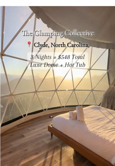 TikTok post by @hallmarktravels: Sorry meant $548 Per Person The Glamping Collective in Clyde North Carolina. perfect…