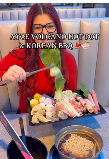 TikTok post by @soflofooodie: 🥘VOLCANO HOT POT & KOREAN BBQ 🥩 @Volcano Hot Pot Hollywood This all you can eat…