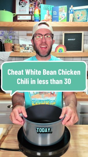 TikTok post by @yourbarefootneighbor: Cheat White Bean Chicken Chili in less than 30 minutes!
