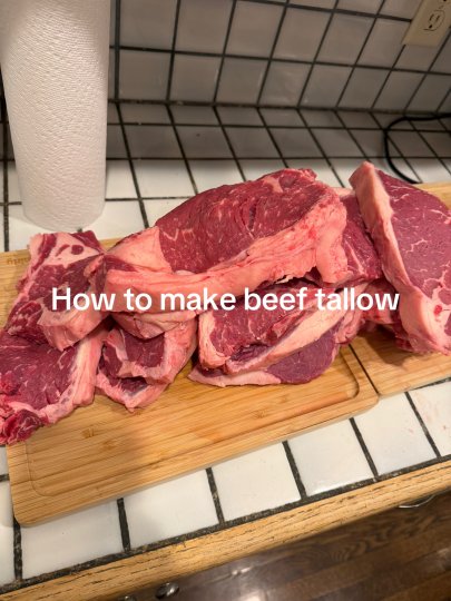 TikTok post by @project_goals: Easy way to make beef tallow