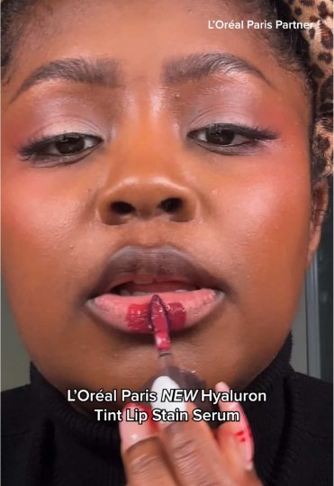 TikTok post by @missdarcei: No touch-ups needed 💄✨ Testing the NEW @loréal paris usa Hyaluron Tint Lip Stain Serum…
