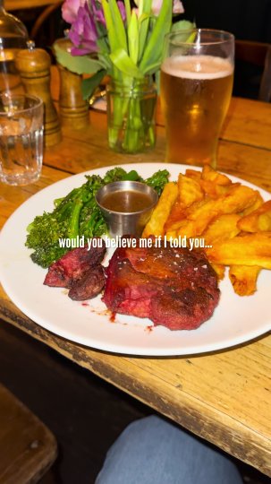 TikTok post by @embothevego: They're doing absolute bits over at @The Spread Eagle 🥩 this is a steak made from lions…