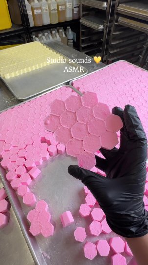 TikTok post by @fyssin: Real studio sounds 💛 Packing shower steamers and soaps while fresh shower steamers are…