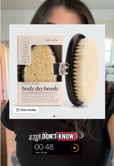 TikTok post by @julie.says.things: My skin is the smoothest it’s ever been all thanks to this dry brush. So exfoliating!