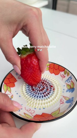 TikTok post by @sweetportfolio: made with the best @valentine’s matcha 🍵🪽🩵 using a Spanish garlic grater hehe