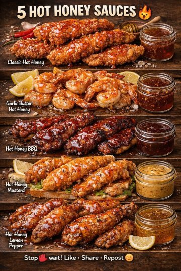 TikTok post by @godonlyknowsrecip: Hot honey just changed the game 😮‍🔥 Save this - these 5 HOT HONEY sauces will have you…