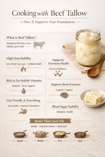 TikTok post by @intertwined.wellness: Beef tallow is a traditional cooking fat that supports the body differently than…