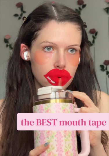 TikTok post by @wellermegs: love that this PUFF mouth tape has a built in lip mask + you can still drink water while…