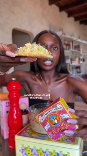 TikTok post by @bonitravo: use code TONISARDINES on fishwife’s site for money off btw:)