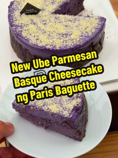 TikTok post by @ran.uy.mamangun: Kakatakam! Pinaka bagong Ube Parmesan Basque Cheesecake ng Paris Baguette may totoong Ube…