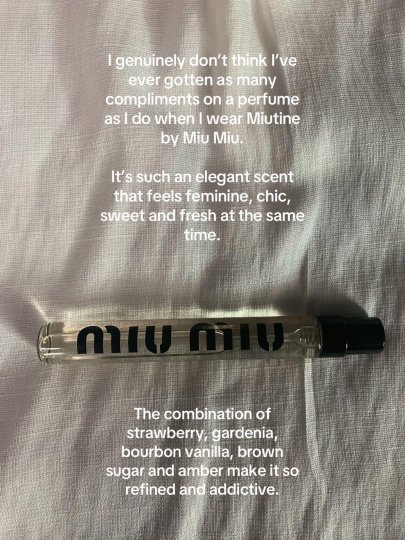 TikTok post by @serenazundel: By far the perfume that has gotten me the most compliments in my life : Miutine eau de…
