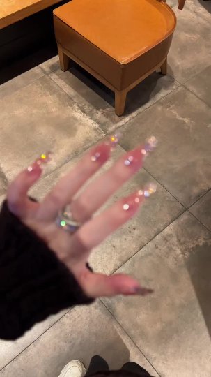 TikTok post by @anauk389: Glowing Aurora Butterfly Nails ✨🦋 These icy transparent nails shine like diamonds!…
