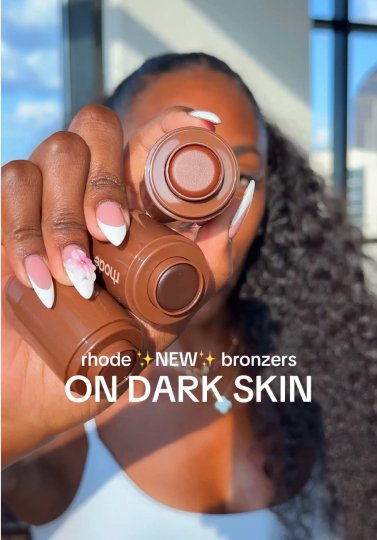TikTok post by @beingcrystalnicolee: bronzers can be VERY questionable… let’s put the NEW @rhode skin bronzers to the test on…