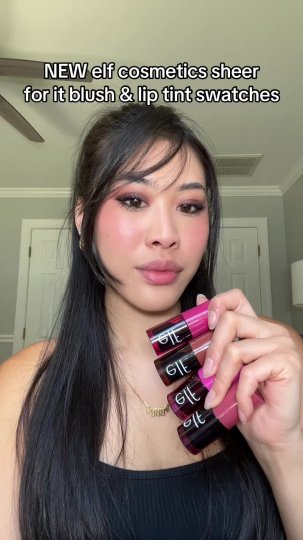 TikTok post by @briohni: swatches of the new elf sheer for it blush & lip tints!! 💗 filmed on diff days so no…