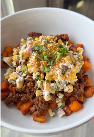 TikTok post by @caitlynskitchen: Mexican Street Corn Sweet Potato Bowls The perfect easy weeknight dinner packed with…
