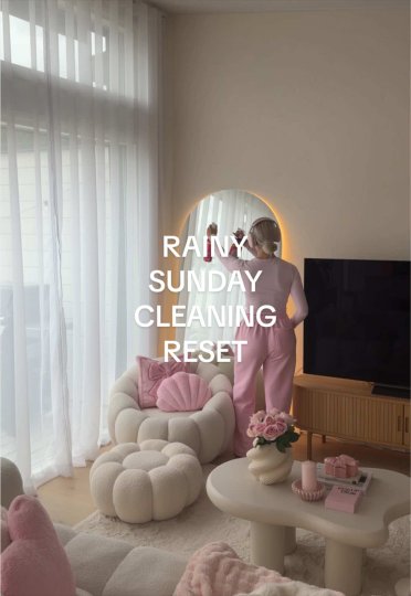 TikTok post by @cleaningwithida: asmr rainy sunday reset 🎀🧸⛈️💞🫧 cleaning my entire house one room at a time 🫶🏼 happy…