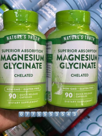 TikTok post by @fennyskinandsupplements: This post advertises Nature's Truth Magnesium Glycinate, a chelated dietary supplement…