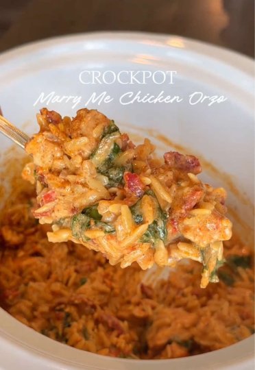 TikTok post by @caitlynskitchen: Crockpot Marry Me Chicken Orzo Creamy, comforting, and packed with flavor, this easy…