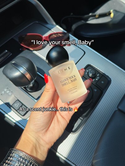 TikTok post by @athomewith_chelsea: My first ever Dime perfume and I went with “I love your smell, baby” and it’s PERFECT 🥰.…