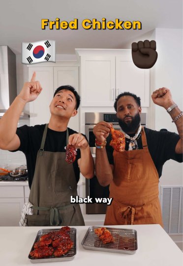 TikTok post by @dannygrubs: Korean Fried Chicken🇰🇷 vs Black Fried Chicken✊🏿
