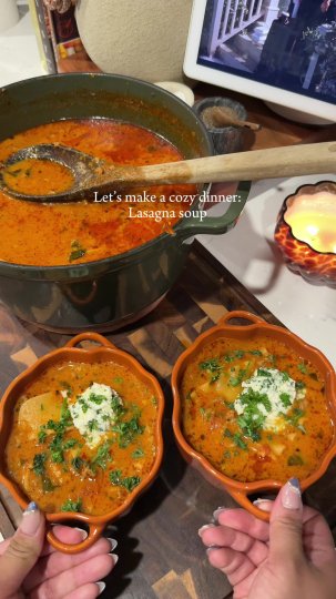 TikTok post by @theemilyrangel: One of my favorite soups, perfect for fall 🍂Loaded with Italian sausage, tender lasagna…
