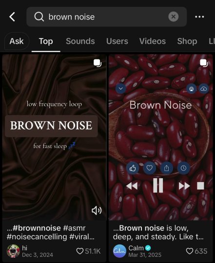 TikTok post by @jimjamplam: This video features a short, looping audio segment of brown noise intended for sleep aid,…