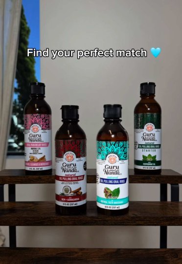 TikTok post by @gurunanda.official: Your oil pulling routine, your pick. 💗 Sensitive Relief: Cooling menthol + white turmeric…