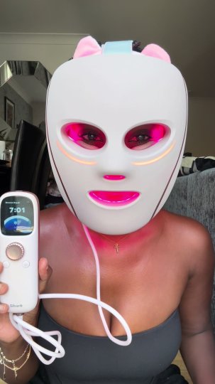 TikTok post by @fadzai1233: Shark CryoGlow LED Face Mask with Under-Eye Cooling | Anti-Ageing & Blemish Repair | Red…