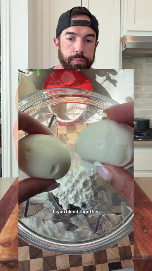TikTok post by @jnewtrition: High Protein Alfredo Ingredients: 1 c (~225g) 2% Cottage Cheese 2 large Hard Boiled Eggs…