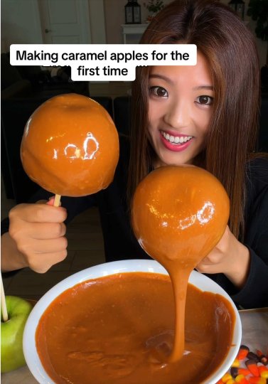 TikTok post by @kimnlizasmr: Making caramel apples for the first time at midnight…