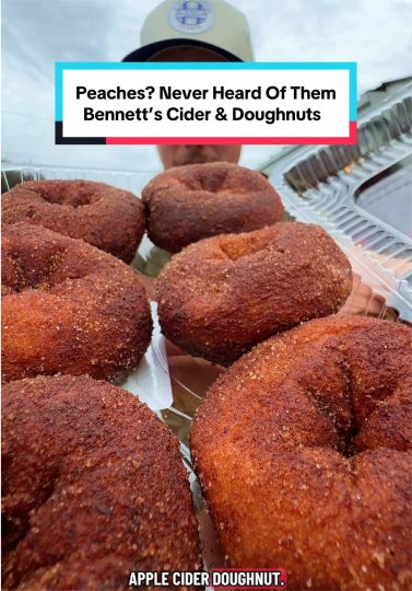 TikTok post by @earlypete: Bennett’s cider has been pressing apples for over a century, and making donuts for more…