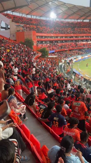 X post by @EpicCmntsTelugu: UPPAL STADIUM is filled with the Orange Army 🧡🧡🧡 Everything else is just AI-generated…